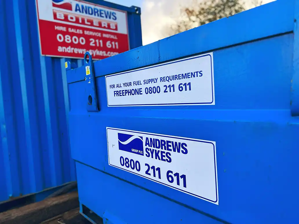 Fuel tank for a temporary hire boiler installed at a specialist school in North Wales